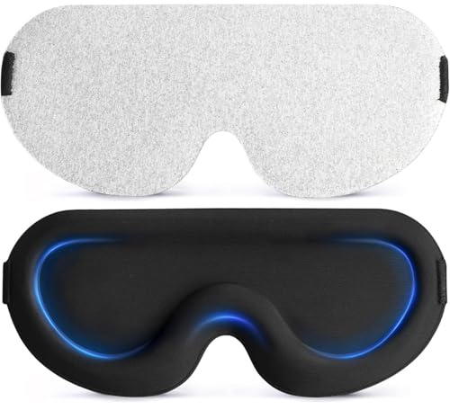 3D-Schlafmaske mit tiefer Augenkontur, verstellbare Augenmaske mit Klettverschluss zum Verdunkeln für Schlaf, Reisen, Yoga, Nickerchen und Meditation, Unisex-Komfortdesign(Grau)