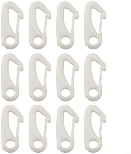 12-Piece Windproof Flagpole Clip Kit with Nylon Rope for Garden, Yard & Outdoor Flag Fixing – Plastic Flag Clips Accessories
