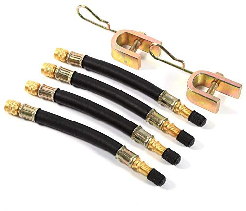 Reifen Ventil Verlängerung Adapter, Fydun 4x140 mm Rad Transportadapter + 2 Stück Klemmen Flexible Gummi Ventilverlängerung für LKW Wohnmobile Wohnmobile Anhängerund Busreifen