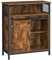 VASAGLE Credenza, Mobile da Cucina, Portaoggetti, con Anta Scorrevole, 30 x 70 x 80 cm, Ripiano Regolabile, Scomparto Aperto, Stile Country, per Soggiorno, Marrone Vintage e Nero LSC089B01