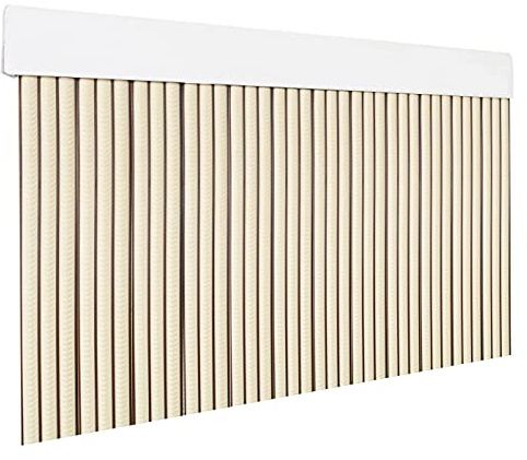 HOME MERCURY – Cortina Plana para Puerta Exterior o Interior, Material PVC – Libre de Insectos (210x90CM, Beig+Filo Marron P2)