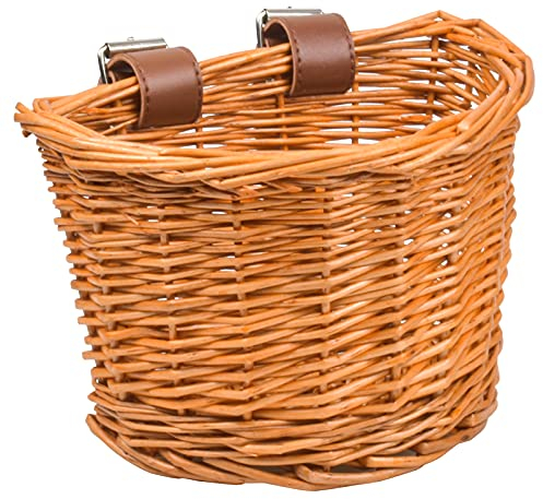 Jinlaili Rattankorb für Kinder - Abnehmbarer Korb für Kinderfahrrad mit Lederriemen - Zubehör