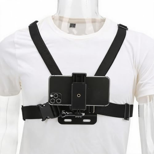 Kit de Soporte de Correa de Arnés Ajustable para Cámara de Acción, Teléfonos Inteligentes, Correa de Pecho de Arnés de Pecho Selfie de Teléfono Celular