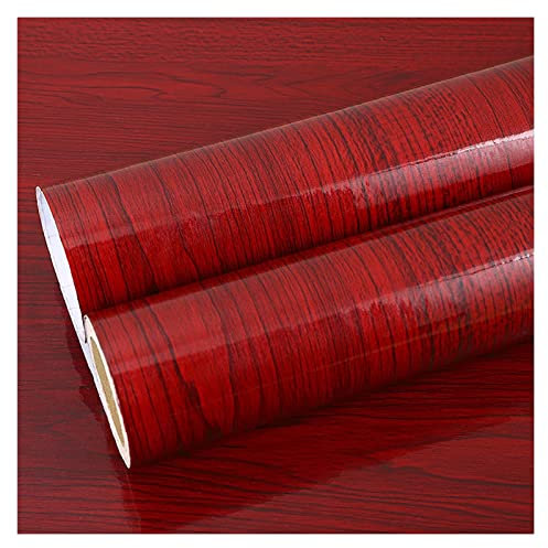 Rotes Holz-Kontaktpapier, 118,11 x 23,62 Zoll/47,24 Zoll, abziehbare und aufklebende Tapete, selbstklebend, entfernbare Tapete, dekorative Wandverkleidung, Vintage-Holzpapier for Arbeitsplatten, Möbel