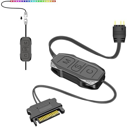 5V 3PIN ARGB-Lüftersteuerung, Manuelle Steuerung von PC-Lüftern, Controller-Kit, S ATA-Netzteil, Lichtstreifen-Fernbedienung für Gehäuselüfter, Lampen, Lichtplatinen