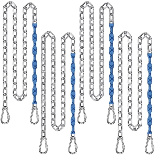 BeneLabel 4er Schaukelketten mit Weicher Griff, 220cm Hängesessel Kette Edelstahl Verstellbar Hängematte Aufhängung Kette mit Karabiner Boxsack Verlängerung Befestigung, 5mm Durchmesser, Bis 454kg