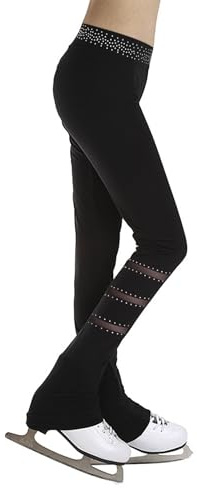 Freebily Pantaloni da Pattinaggio Artistico Bambina Strass Leggings Sportivi da Allenamento Pantaloni da Pattinaggio su Ghiaccio Collant Skating Leggings Aderenti Activewear Nero 11-12 Anni