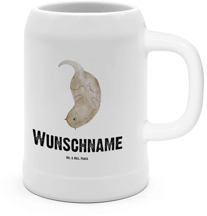Mr. & Mrs. Panda Personalisierter Bierkrug Otter Kopfüber - Personalisierte Geschenke, Personalisiertes Oktoberfest-Maßkrug, Mit Namen, Für Stammtisch Wunschname, Verknallt, Verliebt, Seeotter, 1 L, 0