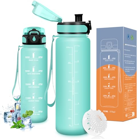 Vikaster Trinkflasche, Trinkflasche 500ml, Trinkflaschen Kohlensäure Geeignet, Sportflasche für Kinder, Fahrrad, Schule, Fitness, Outdoor