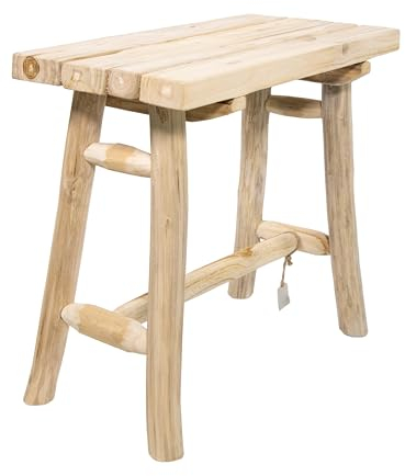 mgc24 Teakholz-Hocker - Stabiler 4-Bein Blumenständer aus Massivholz, handgefertigt aus Echtholz, vielseitig & pflegeleicht, vormontiert - Perfekt für Wohnzimmer, Garten, Deko - 40,5 x 20,5 x 38,5 cm
