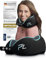 FLOWZOOM Comfy Nackenkissen für Flugzeug & Auto - Einstellbares Memoryschaum Nackenhörnchen mit flexiblen Druckknöpfen für 360° Stütze, atmungsaktiver waschbarer Bezug - inkl. Beutel - Schwarz