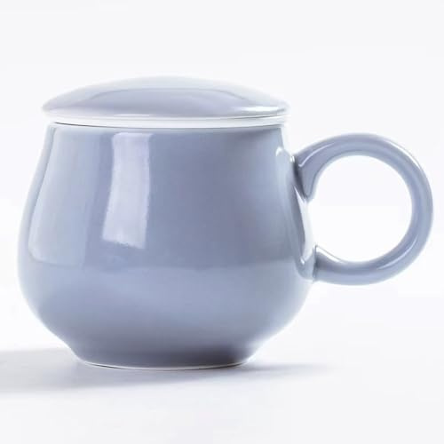 TAMUME Keramik-Teeservice mit flachem Deckel und abnehmbarem Sieb, 350 ml, Grau
