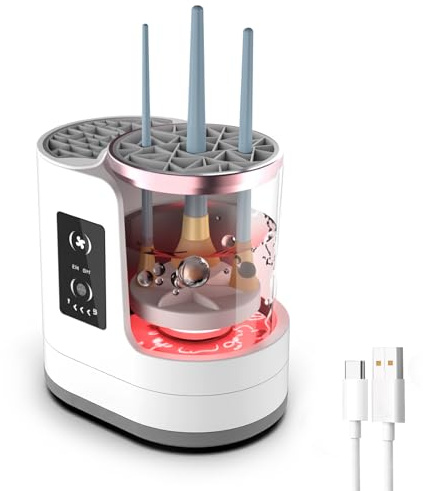 Nettoyeur Pinceau Maquillage Électrique avec Sécheur,Machine de Nettoyage Automatique Pinceaux Maquillage 3-En-1,avec Bouton Tactile,pour Pinceaux Cosmétiques de Toutes Tailles