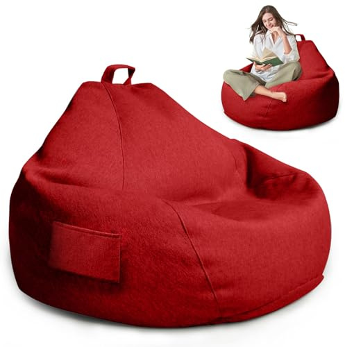 MeYuxg Puff de Juego XL, Solo Funda (sin Relleno), 100 x 120 cm Puff para Adultos, Puff de Almacenamiento para Salón/Sala de Juegos para Interior y Exterior (Rojo)