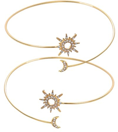 Outanaya Bracciale Rigido da Braccio Superiore, Donna, Oro, 2 Pezzi