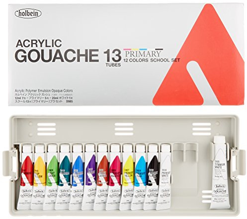 Holbein: Akryl gouache: Primära färger: 12 ml: Set med 13 med palett