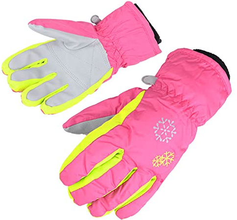 AMYIPO Kids Winter Snow Ski Gloves Children Snowboard Gloves for Boys Girls (Pink-3, 8-9 Years)