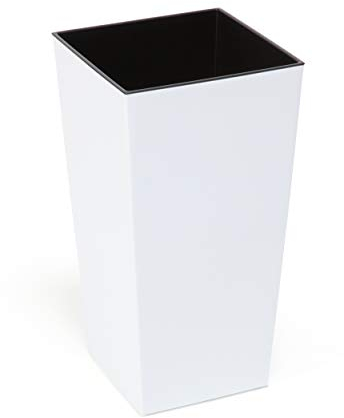botle Maceta de plástico con inserto interior, color blanco brillante H 465 mm