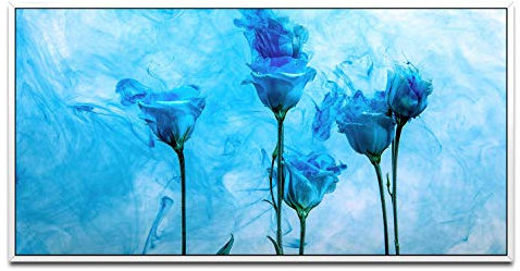 weiße Rosen ca. 130x70cm Wandbild inklusive Schattenfugenrahmen weiss - Panorama Leinwand Bild XXL Format Wandbilder Wohnzimmer Wohnung Deko Kunstdrucke