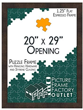 PFFO 20x29 Puzzle Frame for Jigsaw Puzzle Wall Decor, Dark Brown Picture Frame for Modern or Traditional Style