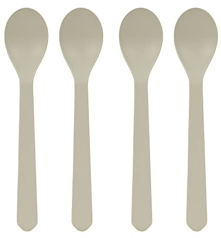 LÄSSIG Kinderbesteck Kinderlöffel Set 4-teilig ohne Melamin, BPA-frei, aus Biokomposit/Spoon Set 4 pcs Geo, warm grey