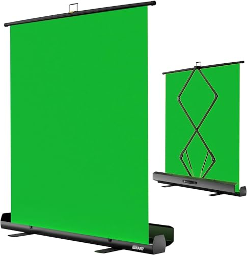 EMART Green Screen 165 x 220 cm, roll-up-panel, grön fotobakgrund, grön fotobakgrund med stativ för fotostudio, streaming, videokonferenser, TikTok, zoom | Grön fotobakgrund med stativ, fotostudio, streaming, videokonferenser, TikTok, zoom