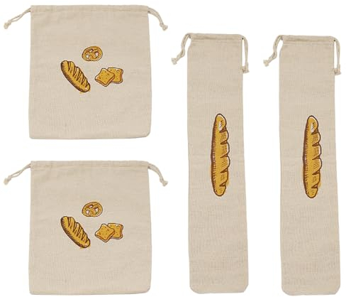 Realand Wiederverwendbare Leinen-Brotbeutel für hausgemachtes Brot, große Stoff-Brotaufbewahrungsbeutel, Brotaufbewahrungsbeutel, Kordelzug, Baguette-Brotbeutel, Sauerteig-Brotbeutel zum Verschenken