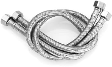 Heable Pair of Flexible Pipes for Bathroom/Kitchen/Toilet Taps British Standard Pipe 1/2 x 1/2 BSP Fitting 400mm Long