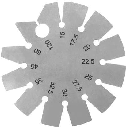 Glomora Edelstahl Fase Messgerät, Winkelmesser-Schablone, Edelstahl, runde Form, Winkelmesser, Winkelmesser für Holzbearbeitungsklingen, Meißel, Hobel