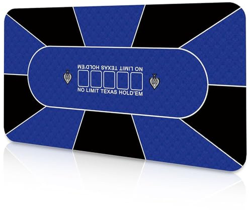 Amrocky professionell pokermatta 120 x 60 cm, 8 spelare bärbar gummi Texas Hold'em poker bordsskiva layout med bärväska för att spela kort, pokerspel, Blackjack, Casino