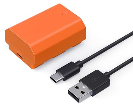 SMALLRIG USB-C Battery 2400mAh for Sony NP-FZ100 A7R V, A7 IV, A7S III, 2.5H Full Charge, for Sony A7R IV, A7R III, A7 III, A7C, A7C II, A7CR, A6700, FX3, FX30, ZV-E1, ZV-E10 II, Orange - 4969