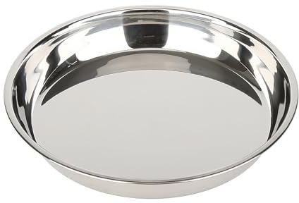 Baumalu, Plat à Four Rond en Acier Inoxydable, 38 cm, Couleur Argentée, Multifonction pour Cuisson et Présentation, Entretien Facile, Conçu pour Durer, 1 Pièce
