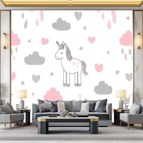 Papel Pintado Tejido No Tejido 200 x 140 cm (An x Al), Crema Fotomurales - Minimalismo Lindo Animales Caballos Decoración de Pared con Murales Decorativos