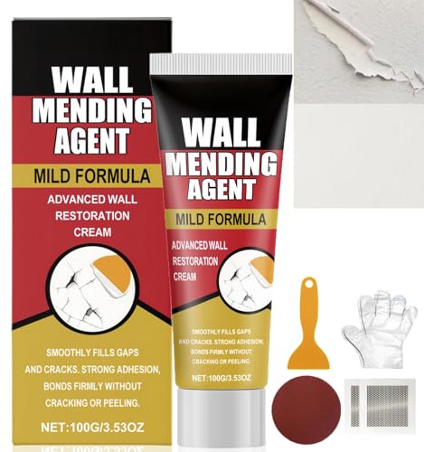 100GS Waterproof Filler Kit for Walls,High Strength Repair Agent with Scraper for Cracks,Quick-Drying White Ready Mixed Plaster Paste,Waterproof Wall Repair Cream & Mending Agent with Scraper Tool