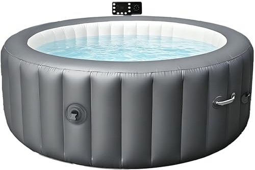 MiyKom Spa Rigide 4-6 Personnes avec 150 Jets de Bulles 40℃ Chauffage Rapide Bassin de Massage en PVC Durable et Indéchirable pour Cour Patio Comprend Couverture Thermique et Filtre 206 cm S
