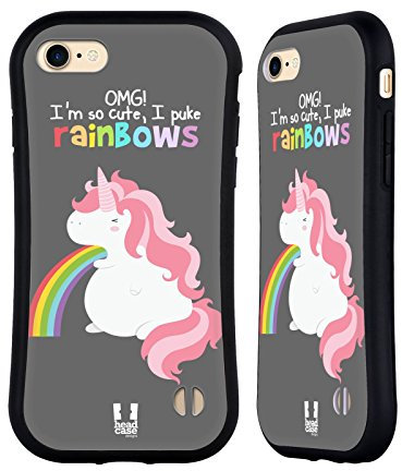 Head Case Designs Licorne Arc-en-Ciel Vomi Coque Hybride Compatible avec Apple iPhone 7/8 / SE 2020 & 2022