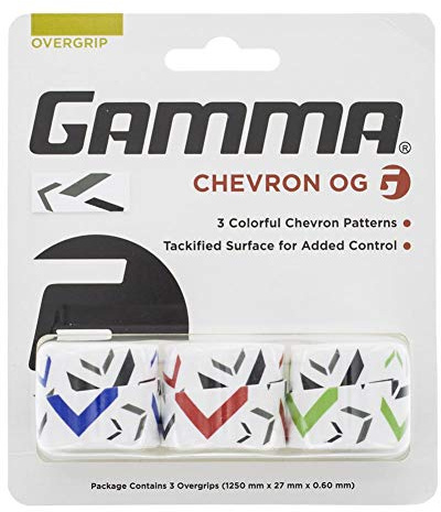 Gamma Chevron Overgrip – Tennis Racket Grip Tape for Comfort & Control – Non-Slip, Absorbent Overgrip for Tennis, Pickleball, Squash, Padel – 3-Pack