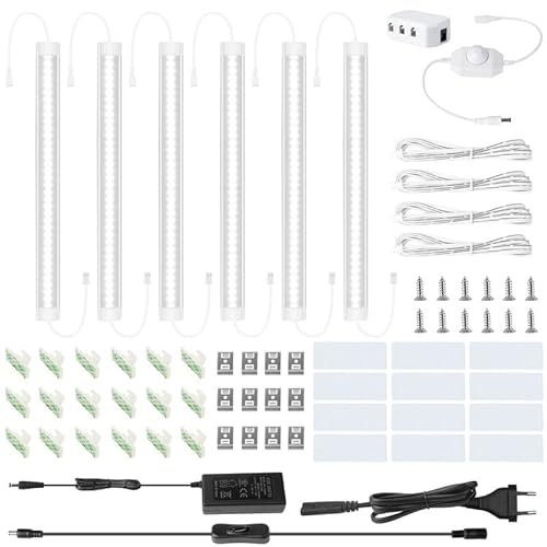 LABOREDUCER Luminaire d'agencement LED cuisine dimmable par 6 24V 30cm éclairage d'armoire réglette d'éclairage cuisine réglette d'éclairage d'étagère pour cuisine, armoire, vitrine 6500K jour blanc