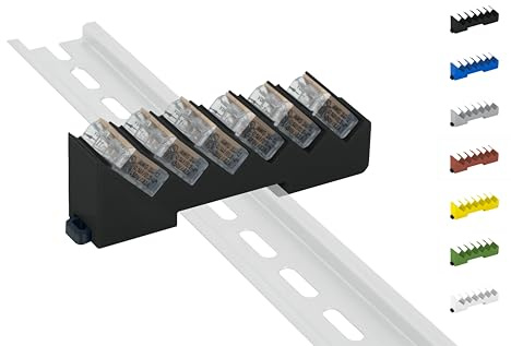 Din Rail Hutschienenhalter für 6x Wago Klemmen/lever clamps 221-412/413 (Wagoklemmen nicht im Lieferumfang!) (Schwarz (Prime))