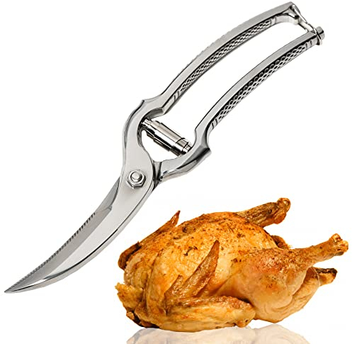 Westmark Set für Geflügel, 3tlg., 1 Geflügelschere mit Federmechanismus, 1 Dressiernadel + 1 Küchengarn 60m, Rostfreier Edelstahl/Polyester, Classic, Silber/Weiß, 137122E6