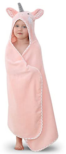 TBEZY Hooded Towel for Kids 100% Cotton Ultra Soft with Unique Animal Design Large for Infants 3-10 Years (Unicorn)