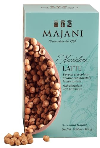 Uovo Cioccolato al Latte e Nocciole Intere Italiane | Nocciolone | Majani dal 1976 | 400 Gr | Uova di Pasqua | Idea Regalo