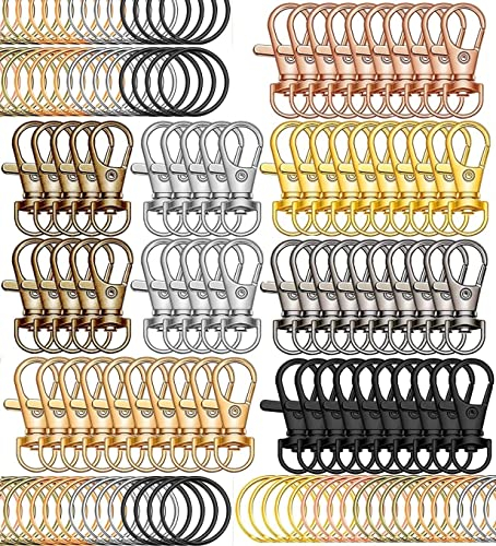 140Stk Schlüsselringe Karabiner Schlüsselanhänger Karabinerhaken mit Drehgelenk Karabinerverschluss Schlüsselketten-Clip Schlüsselring für Schlüsselanhänger