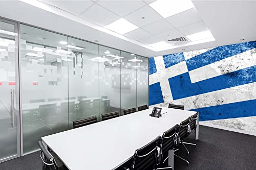 Vlies Fototapete VINTAGE GRIECHISCHE FLAGGE 375 x 250 cm (inkl. Kleister) - Vlies Tapete, Wandtapete, Wandbilder - Tapete für Wohnzimmer Schlafzimmer, Büro, Küche - Montagefertig