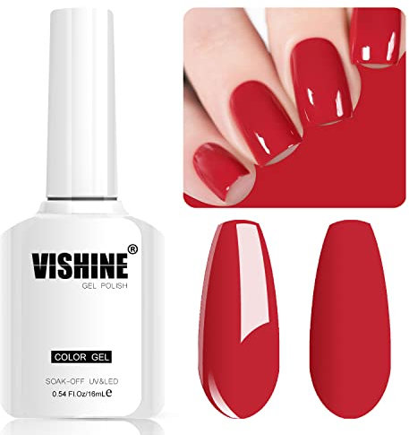 Vishine Watermelon Red Gel Nail Polish, 16ml Soak Off Gel Polish UV LED Lamp Cure for Nail Art DIY Manicure at Home, Watermelon Red M112
