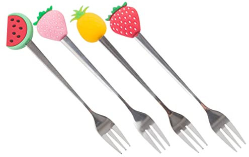 Cabilock 4pièces Fourchettes à Trois Dents pour Fruits Gâteaux Salades Amuse-gueules Vaisselle Articles de Fête Usage Domestique et Professionnel