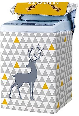 Odot Washing Machine Cover Top Load Waterproof Dustproof Washer Machine Dryer Protector Sunscreen Printed Washer Dryer Cover for Most Top Load Washer Dryer (Yellow gray,XL capacity 8.5-12kg)