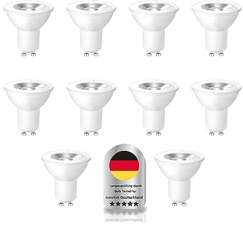 Wenscha GU10 LED Warmweiss Glühbirne, 5W Ersetzt 32W Halogenlampen,3000K LED GU10 Warmweiss, Abstrahlwinkel 120° Flimmerfrei Strahler, Nicht Dimmbar Reflektorlampen, 10er-Pack
