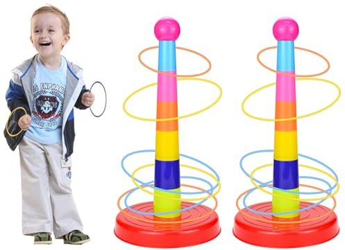 Ringwurfspiel Wurfspiel 2Set mit 30pcs Ringe, Kindergeburtstag Spiele Werfen Wurfspiel, Ring Toss Game Wurf Spiel Outdoor Ringwurfspiel Ring, Garten Party Indoor Outdoorspiele für Kinder Erwachsene