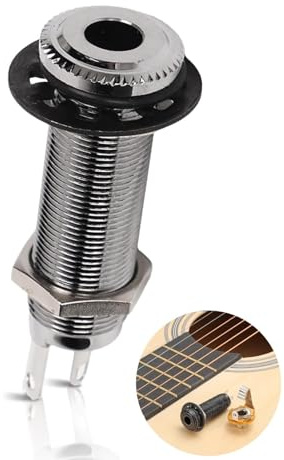 E-Gitarrenbuchse, 1/4 Zoll 6,35mm Messing Mono Gitarre Bass Klinkenbuchse Zylinder Eingang Ausgang Klinke mit 3 Pins Metall Stereo Barrel Ausgang Klinkenstecker für die meisten E-Gitarre Bass